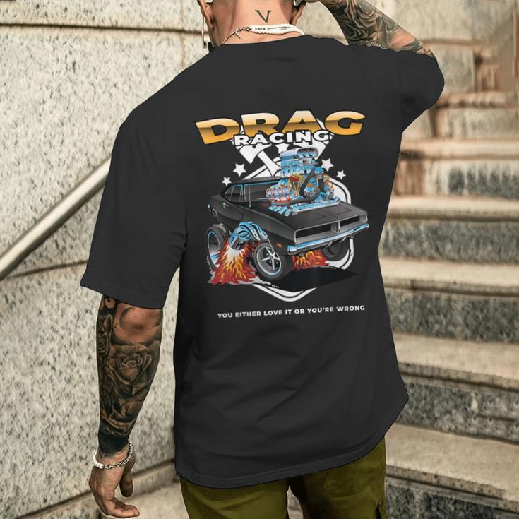 Drag Racing Motor Racing Mechanism Dragster T-Shirt mit Rückendruck Geschenke für Ihn