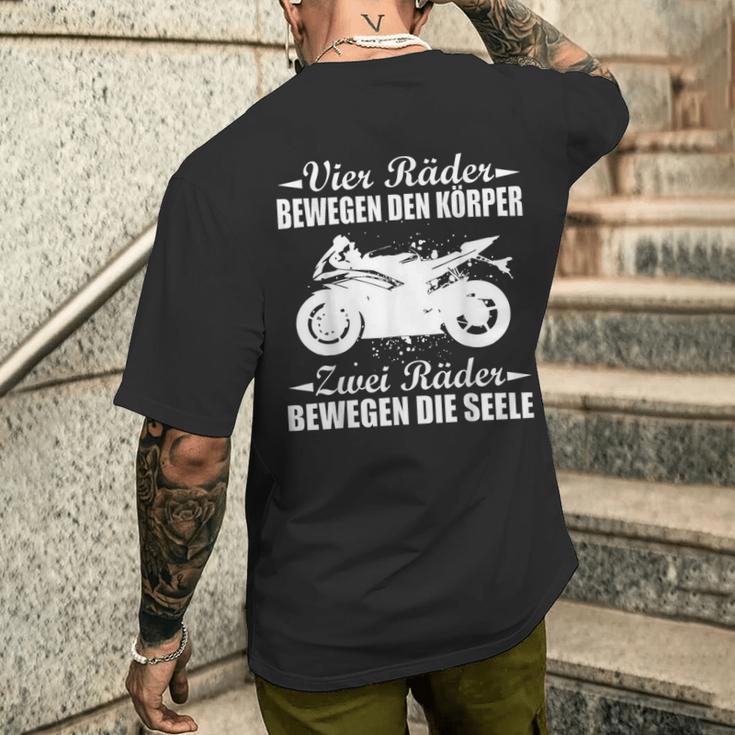 Motorcycle Biker Saying Zwei Räder Bewegen Die Seele T-Shirt mit Rückendruck Geschenke für Ihn