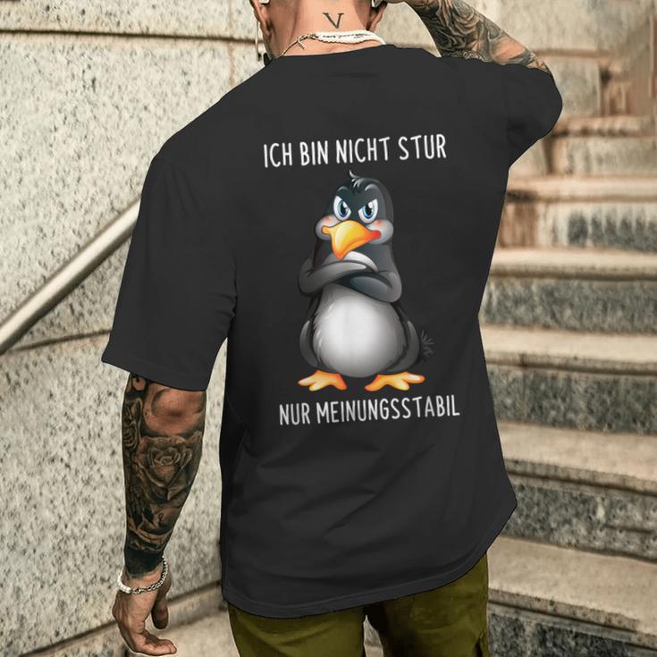 Penguin Ich Bin Nicht Stur Nur Meinungsstabil German Langu S T-Shirt mit Rückendruck Geschenke für Ihn