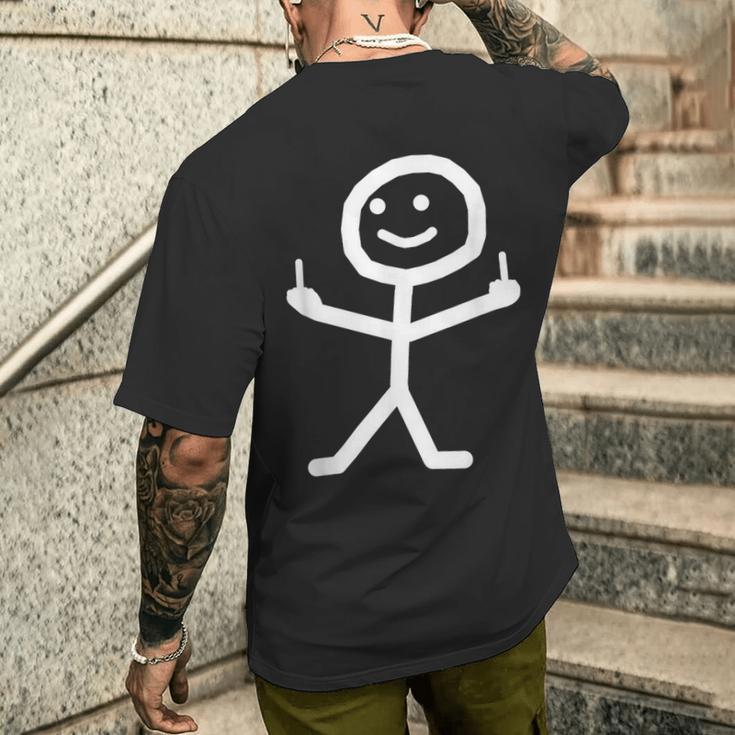 Stick Figure With Middle Finger T-Shirt mit Rückendruck Geschenke für Ihn