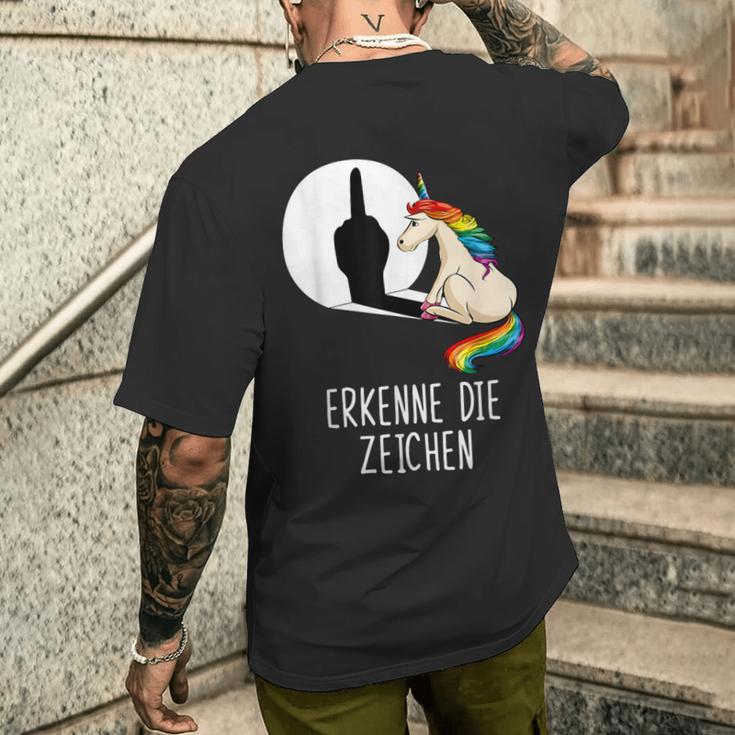 Unicorn Erkenne Die Zeichen T-Shirt mit Rückendruck Geschenke für Ihn