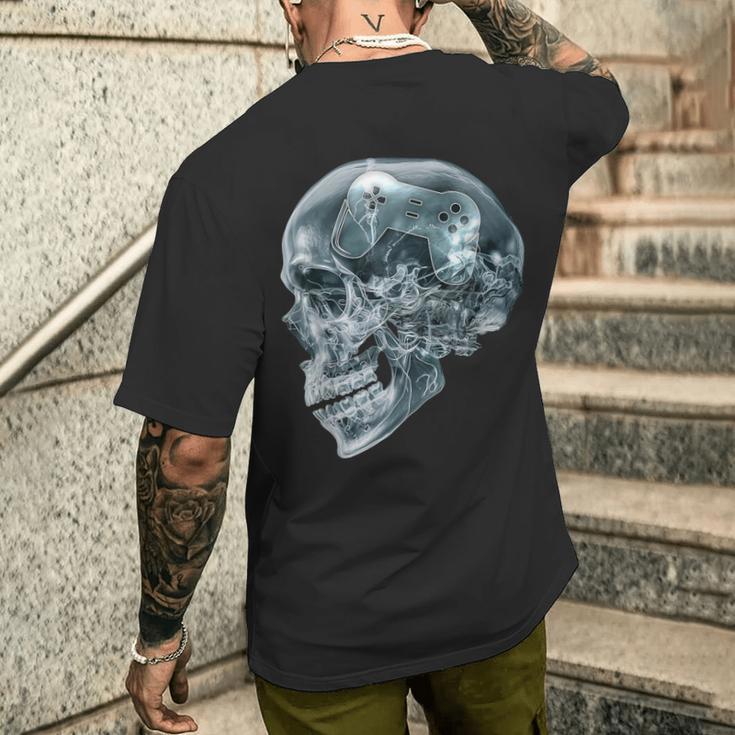 Gambling Skull X-Ray Game Controller For Gamer Gamer T-Shirt mit Rückendruck Geschenke für Ihn