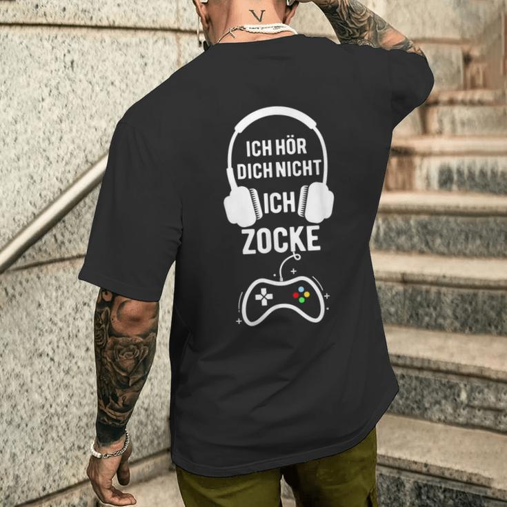 Gamer Ich Hör Dich Nicht Ich Zocke German T-Shirt mit Rückendruck Geschenke für Ihn