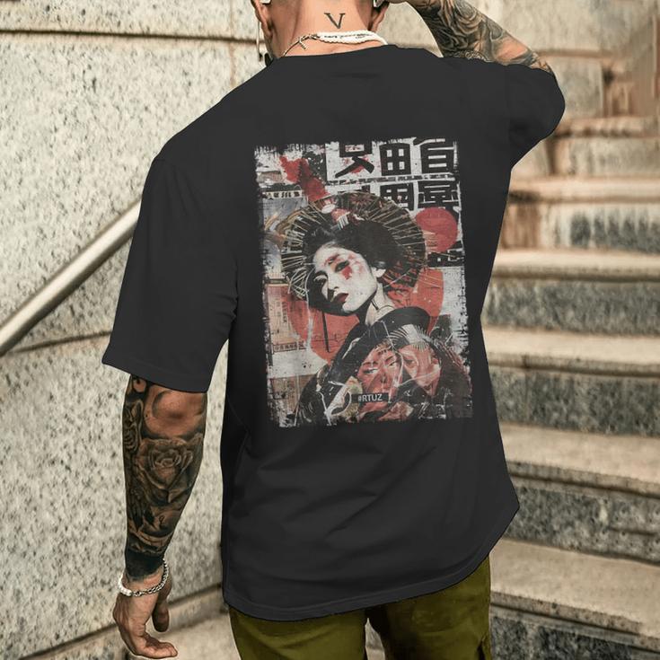 Geisha Asia Japan Frauintage Kultur Tokyo Geisha T-Shirt mit Rückendruck Geschenke für Ihn