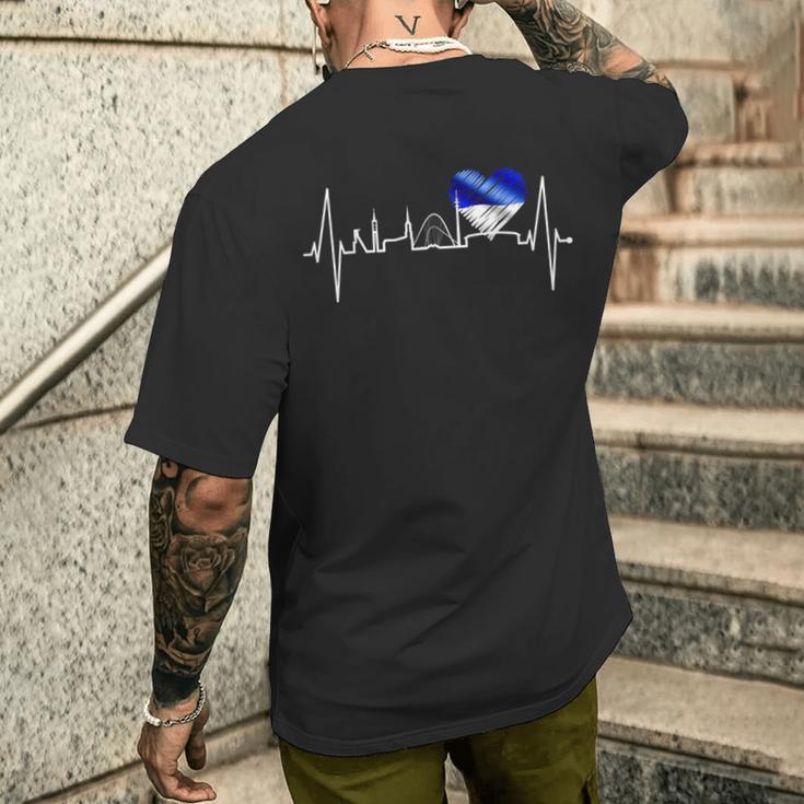 Gelsenkirchen Skyline Heartbeat Fan Heart Love Ruhrgebiet S T-Shirt mit Rückendruck Geschenke für Ihn