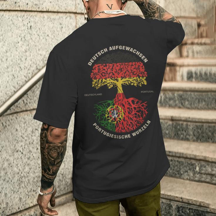 German Grown Portuguese Roots Portugal Flag T-Shirt mit Rückendruck Geschenke für Ihn