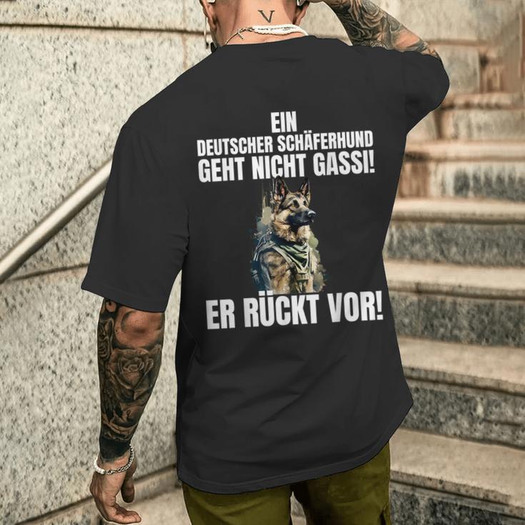 With German Shepherd German Shepherd Geht Nicht Gassi Er Rücktor T-Shirt mit Rückendruck Geschenke für Ihn