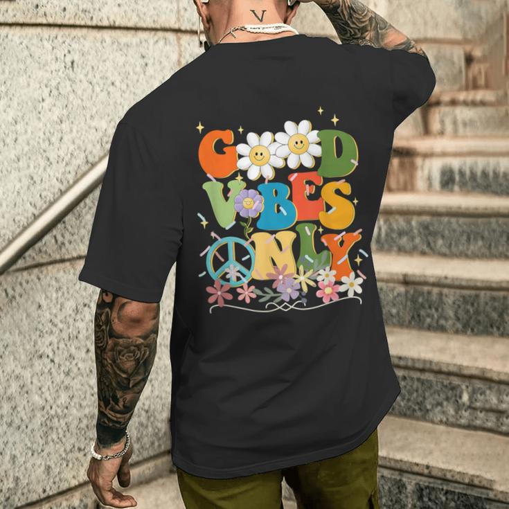 Good Vibes Only Flowers Peace Positive Vibes Cute Men's T-shirt Back Print Gifts for Him