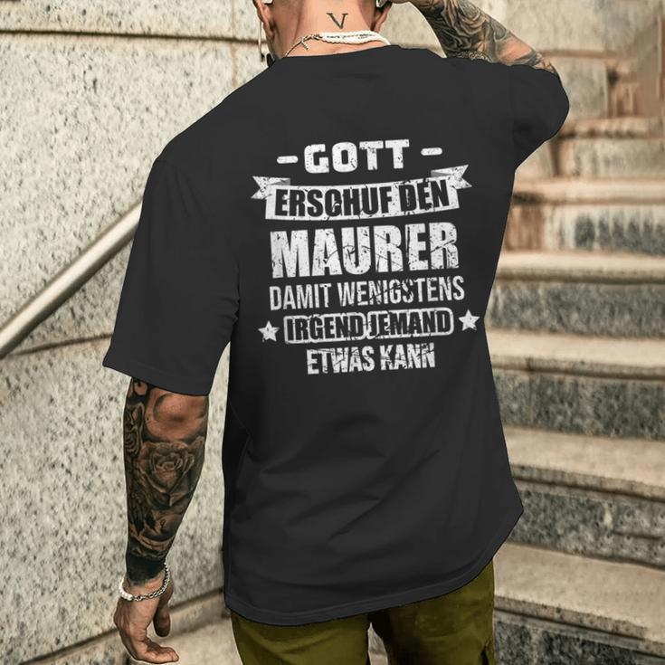 Gott Erschuf Den Maurer Construction Site T-Shirt mit Rückendruck Geschenke für Ihn