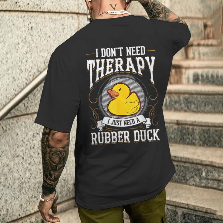 Gummiente Therapie Quietscheente Badeente Gummienten T-Shirt mit Rückendruck Geschenke für Ihn