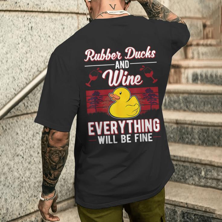 Gummiente Und Wein Badeente Quietscheente Gummiente T-Shirt mit Rückendruck Geschenke für Ihn