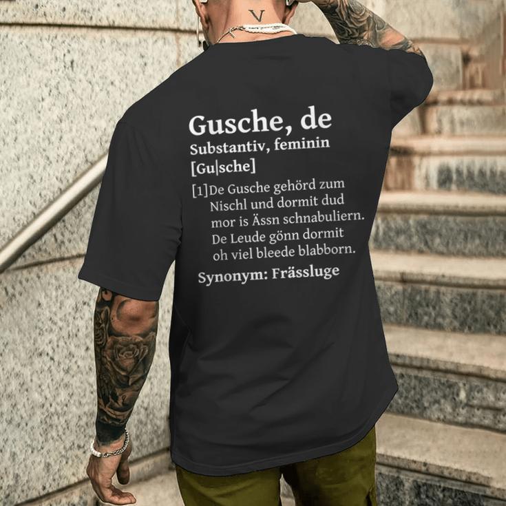 Gusche Mund Auf Saxon Saxony Slogan T-Shirt mit Rückendruck Geschenke für Ihn