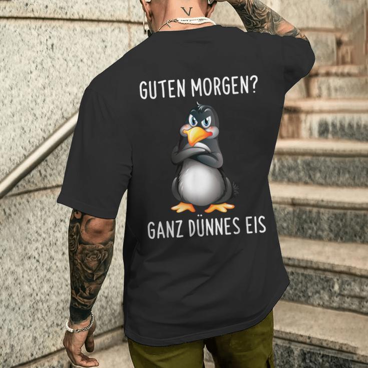 Guten Morgen Ganz Dünnes Eis Morgenmuffel Penguin Half Sleeve T-Shirt mit Rückendruck Geschenke für Ihn