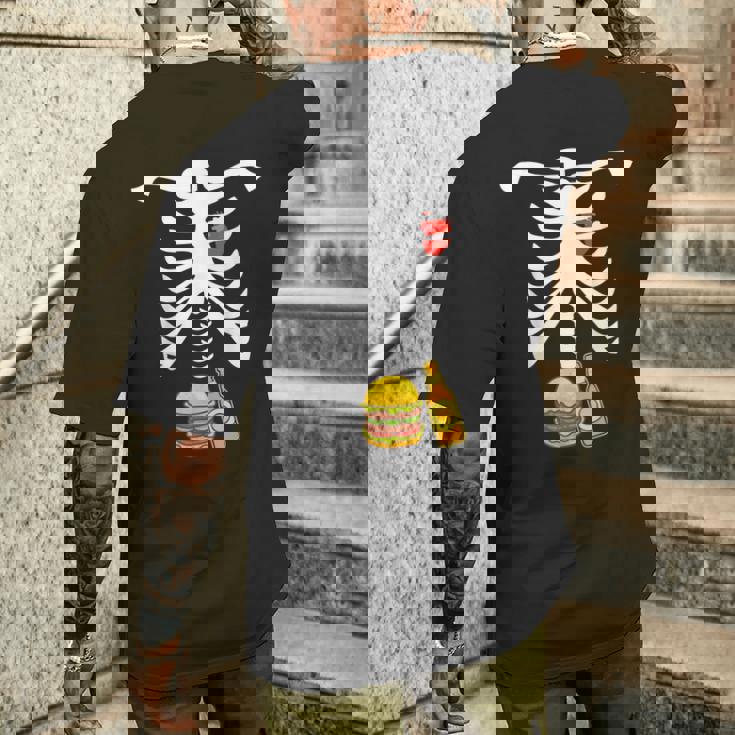 Hamburguesa Y Cerveza Esqueleto Camiseta Hombre Estampado Espalda