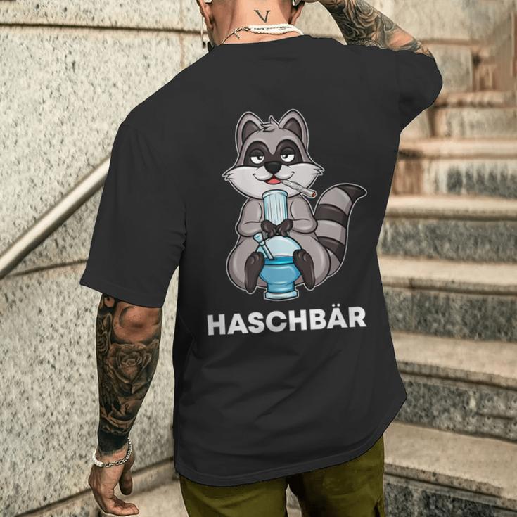 Haschbär Kiffender Waschbär Mit Joint Und Bong For A Boiffer T-Shirt mit Rückendruck Geschenke für Ihn