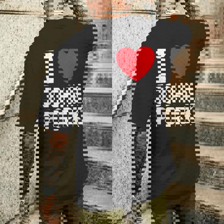 I Heart John Pork Divertente Genz Meme T-shirt da uomo con stampa posteriore Regalos para él