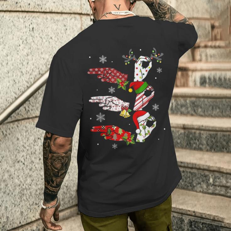 Ho Ho ASL Sign Language Deaf Pride Family Pajamas Christmas Men's Back ...