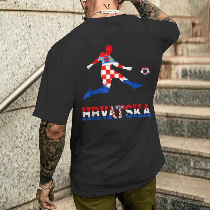 Hrvatska Croatia Croatia Football Team Croatia Croatia Football T-Shirt mit Rückendruck Geschenke für Ihn