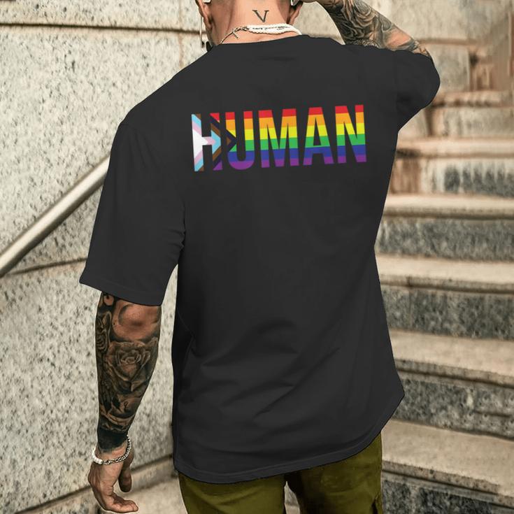 Human Lgbtqia Flag Lgbtq Flag Human Lgbtqia S T-Shirt mit Rückendruck Geschenke für Ihn