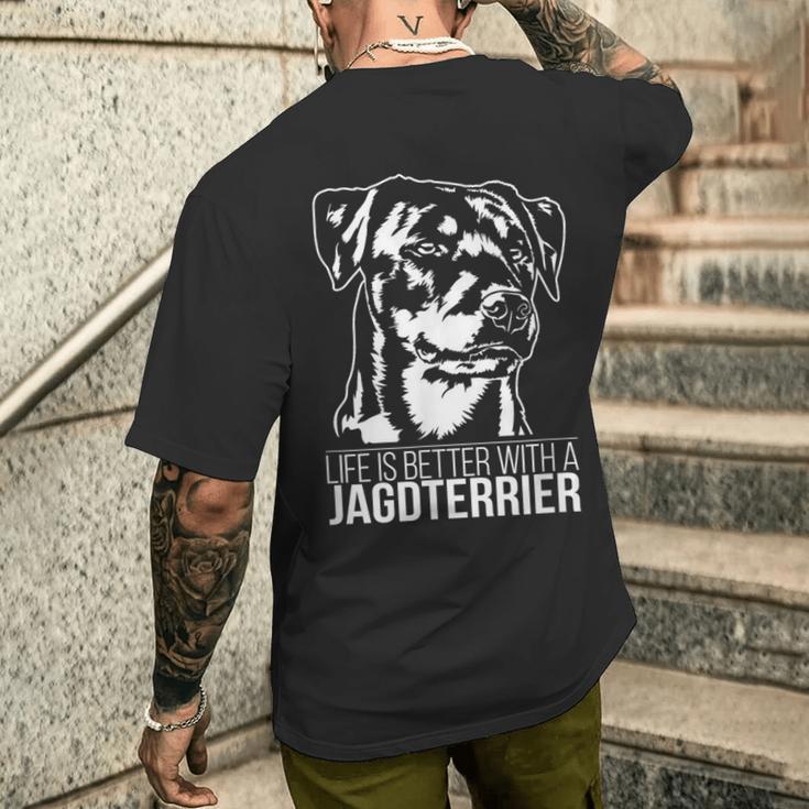 Hunting Terrier Life Is Better Slogan Dog T-Shirt mit Rückendruck Geschenke für Ihn