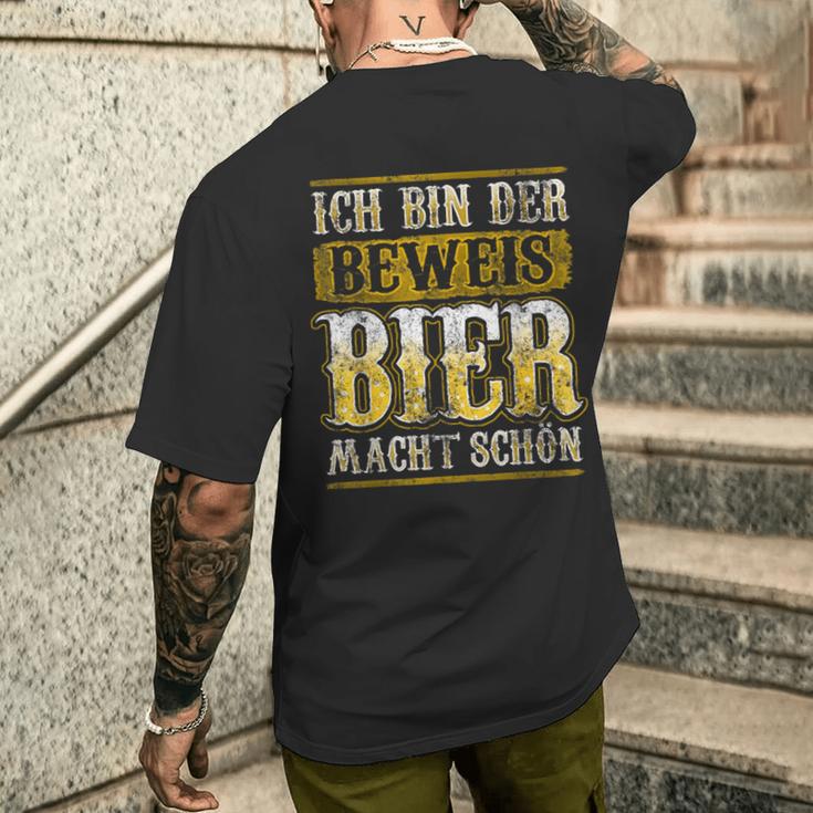 Ich Bin Der Beweis Bier Macht Schön Alkohol Durst Saufen German T-Shirt mit Rückendruck Geschenke für Ihn