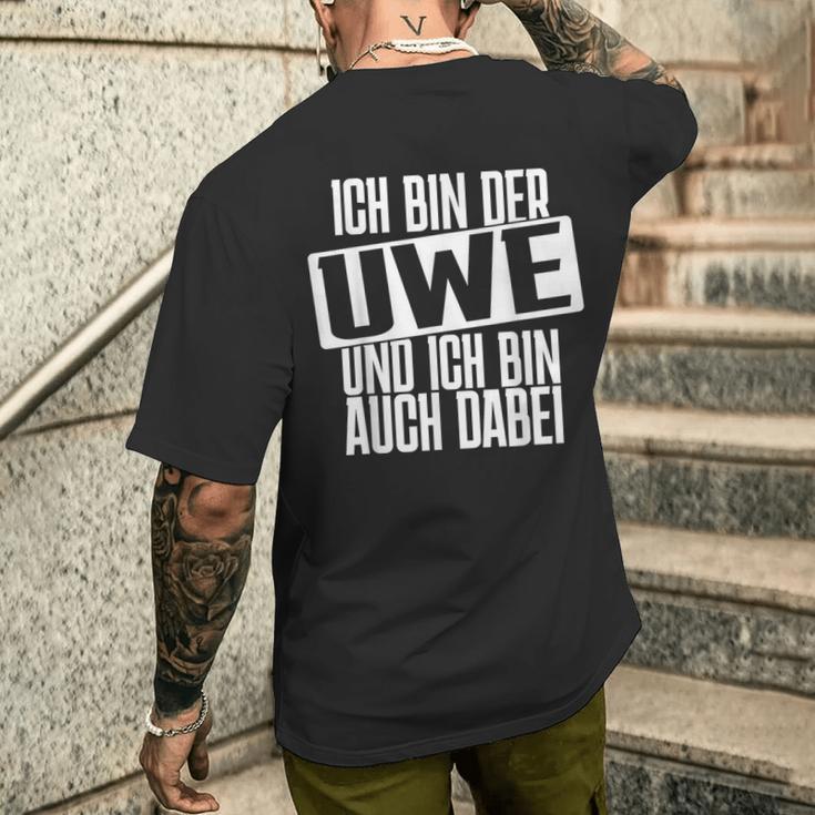 Ich Bin Der Uwe Ich Bin Auch Hier Bachelorette Party T-Shirt mit Rückendruck Geschenke für Ihn