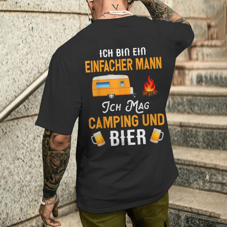 Ich Bin Ein Einfach Mann Ich Mag Camping Und Bier T-Shirt mit Rückendruck Geschenke für Ihn