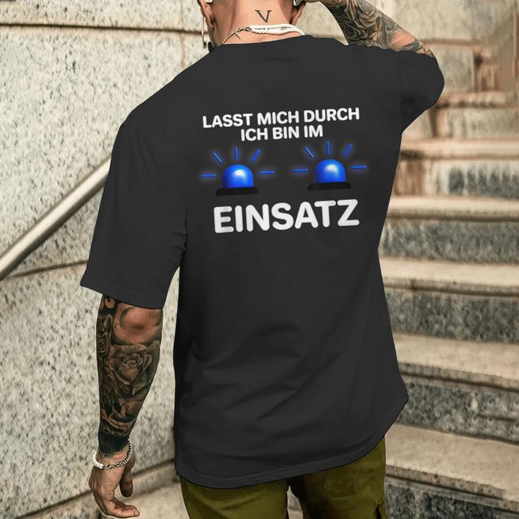 Ich Bin Im Einsatz Blue Light Fire Brigade Police T-Shirt mit Rückendruck Geschenke für Ihn