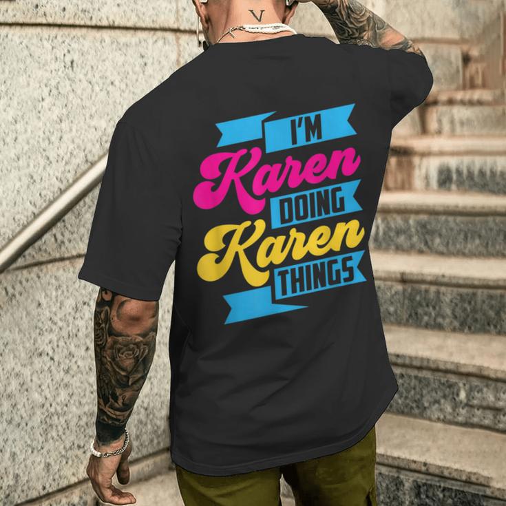 Ich Bin Karen Und Mache Karen Sachen Beruhig Dich Karen German T-Shirt mit Rückendruck Geschenke für Ihn