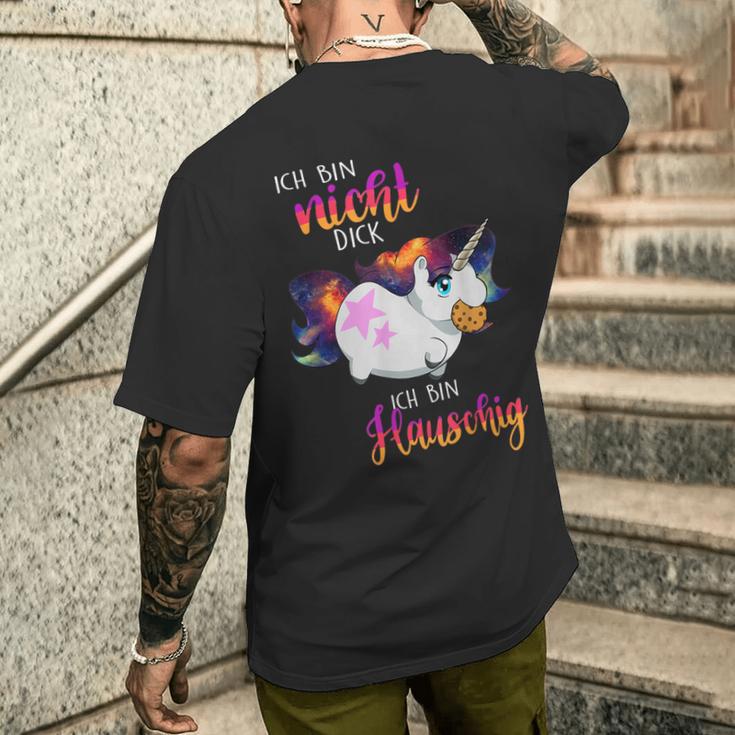 Ich Bin Nicht Dick Sondern Fluffy Thick Unicorn T-Shirt mit Rückendruck Geschenke für Ihn