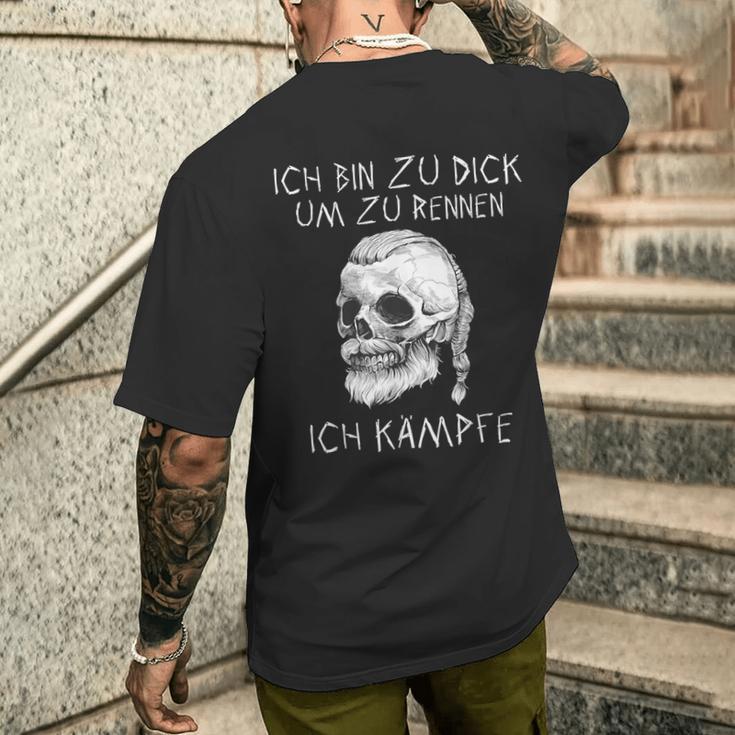 Ich Bin Zu Dick Ich Kämpfe Böser Alter Manniking T-Shirt mit Rückendruck Geschenke für Ihn