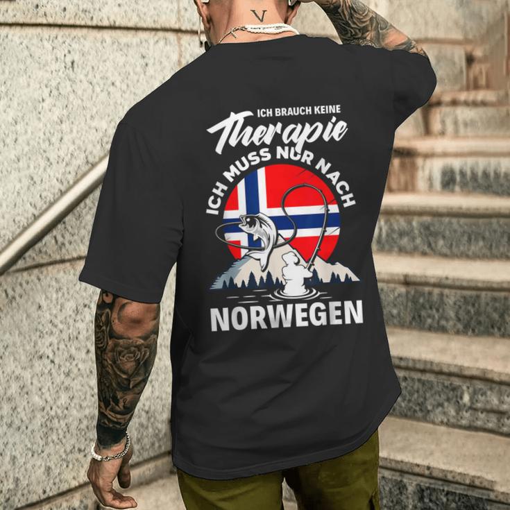 Ich Brauche Keine Therapie Ich Muss Nur Nach Norwege T-Shirt mit Rückendruck Geschenke für Ihn