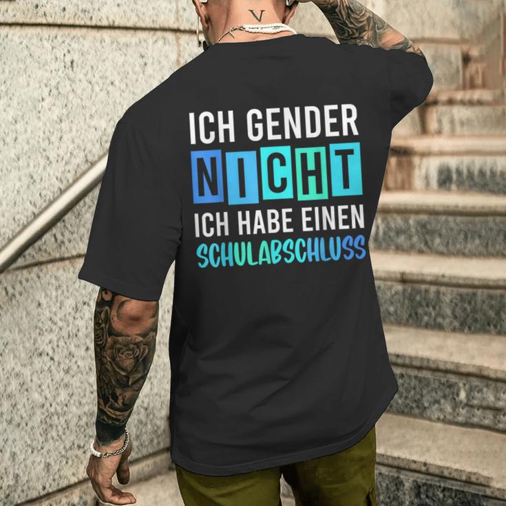 Ich Gender Nicht Ich Habe Einen Schulabschluss Blue T-Shirt mit Rückendruck Geschenke für Ihn