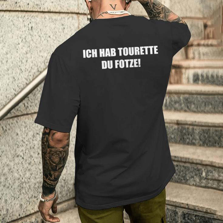 Ich Hab Tourette Du Fotze Slogan T-Shirt mit Rückendruck Geschenke für Ihn