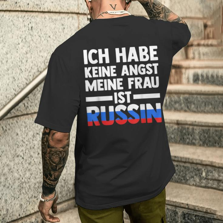 Ich Habe Keine Angst Meine Frau Ist Russin T-Shirt mit Rückendruck Geschenke für Ihn