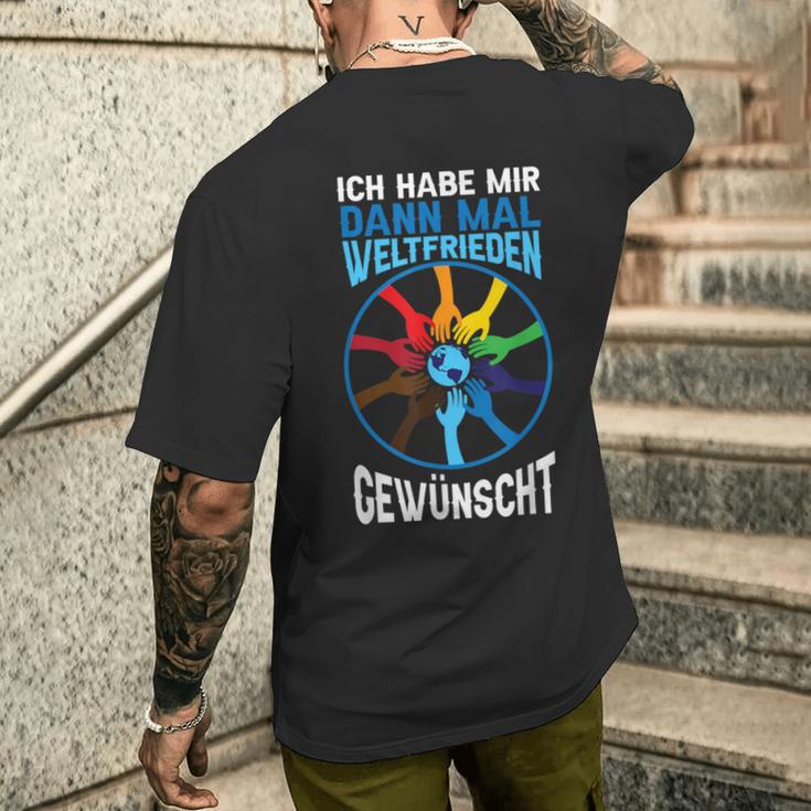 Ich Habe Weltfrieden Gewwunscht T-Shirt mit Rückendruck Geschenke für Ihn