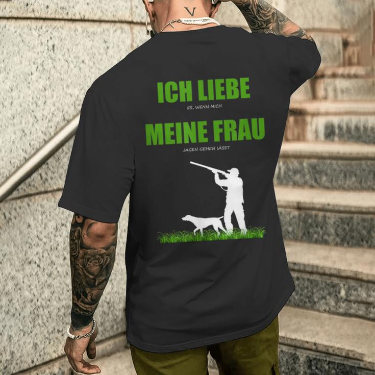 Ich Liebe Es Wenn Meine Frau Mich Jagen Go Llassen T-Shirt mit Rückendruck Geschenke für Ihn