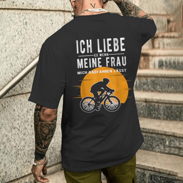 Ich Liebe Meine Frau Wenn Sie Mich Radfahren Lässt Lässt T-Shirt mit Rückendruck Geschenke für Ihn