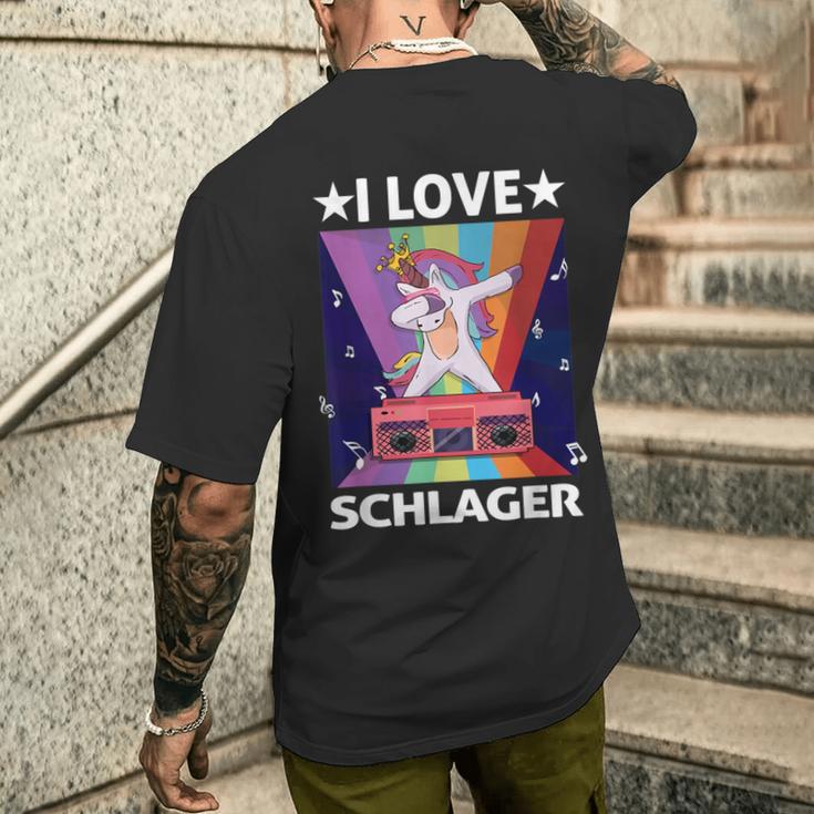 Ich Liebe Schlager Party Costume Folk Music I Love Schlager S T-Shirt mit Rückendruck Geschenke für Ihn