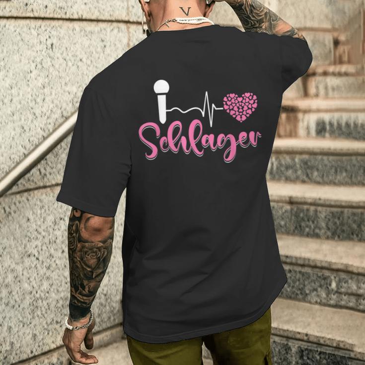 Ich Liebe Schlager Party Costume Folk Music I Love Schlager S T-Shirt mit Rückendruck Geschenke für Ihn