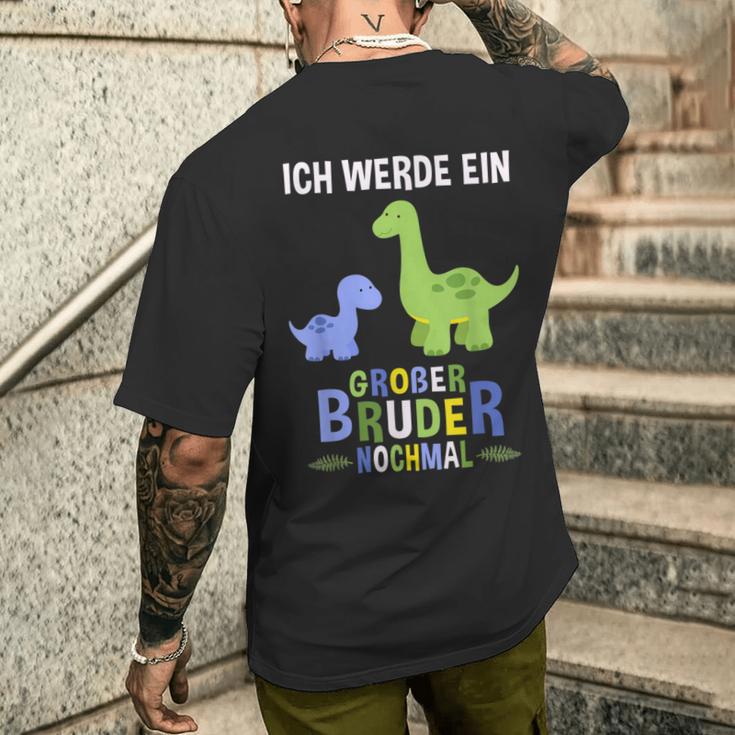 Ich Werde Ein Große Bruder Nochmal Dinosaur T-Shirt mit Rückendruck Geschenke für Ihn