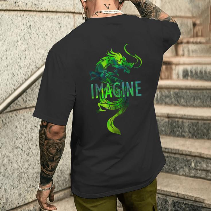 Imagine Fantasy Dragon Tattoo Style T-Shirt mit Rückendruck Geschenke für Ihn