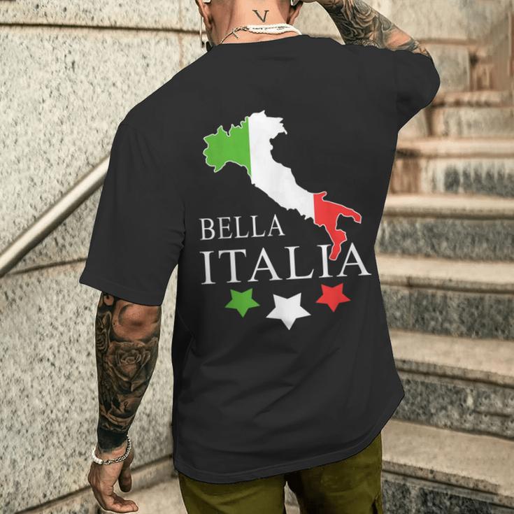 Italia Bella Italia With Italian Map Italy T-Shirt mit Rückendruck Geschenke für Ihn