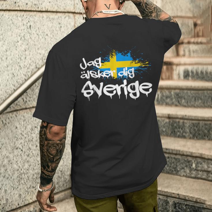 Jag Älsker Dig Sverige Sweden Holiday And Camping T-Shirt mit Rückendruck Geschenke für Ihn