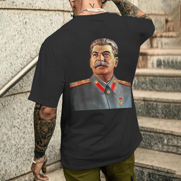 Josef Stalin Colour Portrait T-Shirt mit Rückendruck Geschenke für Ihn