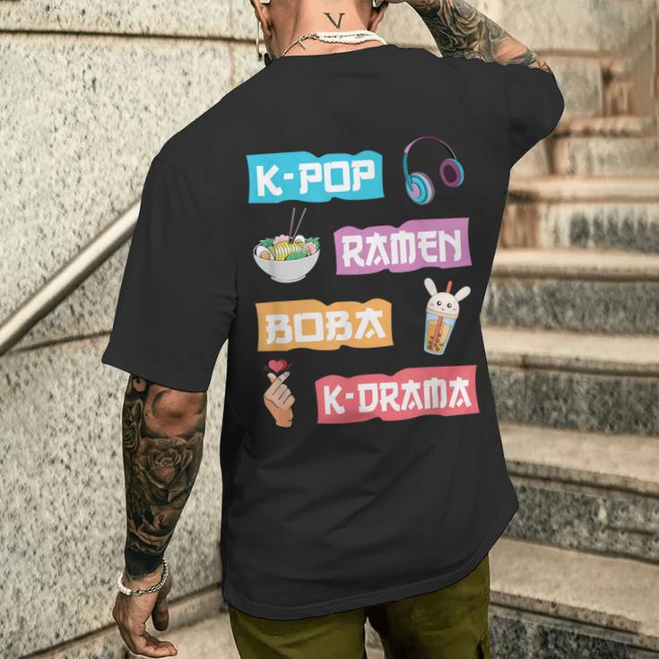 K-Pop Ramen Boba K-Drama Cute Anime Ramen T-Shirt mit Rückendruck Geschenke für Ihn