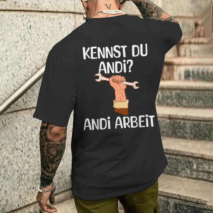 Kennst Du Andi Andi Arbeit Craftsman T-Shirt mit Rückendruck Geschenke für Ihn