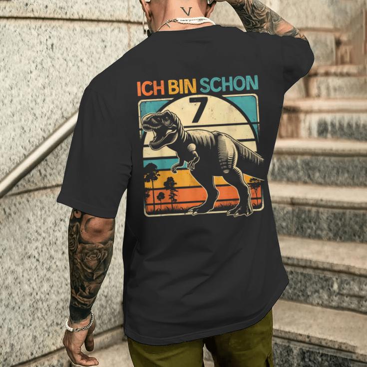 Kinder 7 Jahre Junge Geburtstag Dinosaur 7 Dino Boys' T-Shirt mit Rückendruck Geschenke für Ihn