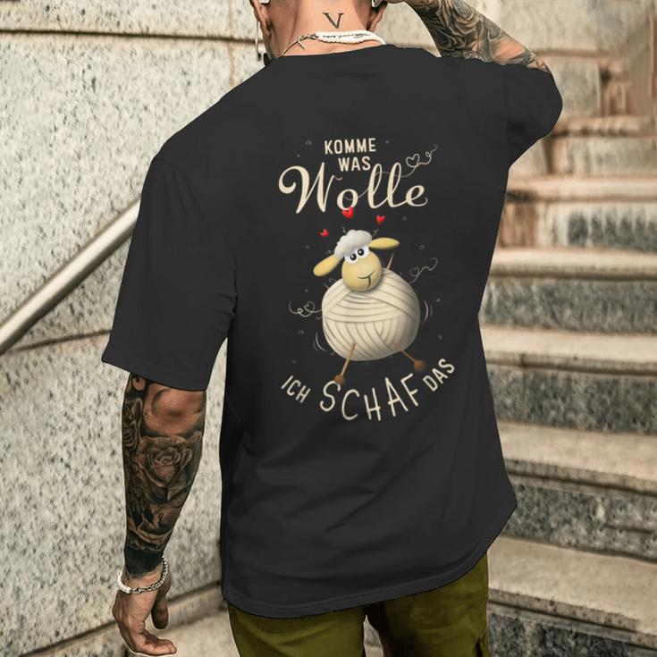 Komme Was Wolle Ich Schaf Das Handmade Fan T-Shirt mit Rückendruck Geschenke für Ihn