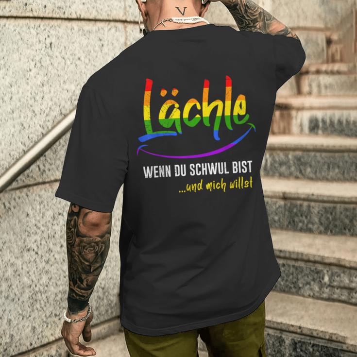 Lächle Wenn Du Schwul Bist Gay Pride Lgbt Pride Gay T-Shirt mit Rückendruck Geschenke für Ihn